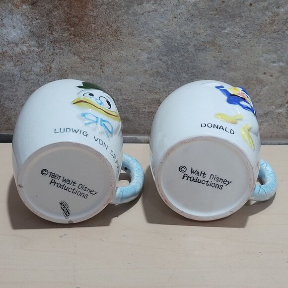 Donald Duck Ludwig Von Drake Disney Mugs 1961 RCA Victor Dealer Courtesy Gift - Picture 7 of 11